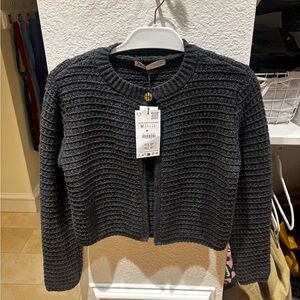 Zara Dark Gray Ribbed Knit Sweater
